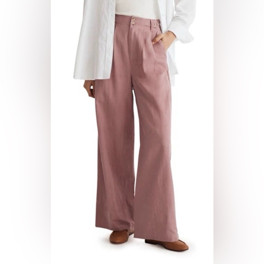 Madewell The Tall Harlow Wide-Leg Pant in Woodrose Size 12T 33 inch inseam